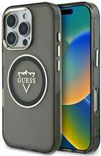 Telefoniümbris Guess IML Metal Mountain Logo MagSafe, Apple iPhone 16 Pro Max, must
