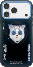 Telefoniümbris Nimmy Glasses Cool Cat, Apple iPhone 17 Pro Max, MagSafe, must/sinine