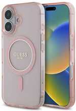 Telefoniümbris Guess IML Glitter Circle MagSafe GUHMP16SHFGEREP, Apple iPhone 16, roosa