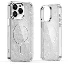 Telefoniümbris Hurtel Glitter MagSafe, Apple iPhone 16 Pro, valge sädelev