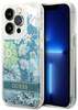 Telefoniümbris Guess GUHCP14LLFLSN Flower Liquid Glitter, Apple iPhone 14 Pro, roheline