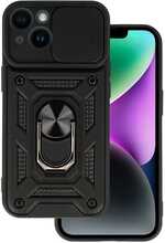 Telefoniümbris Slide Camera Armor, Apple iPhone 15 Plus, must, TOPT