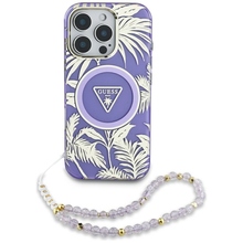 Telefoniümbris Guess Palm Trees Triangle Pearl Strap MagSafe, Apple iPhone 16, lilla