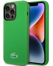 Lacoste Liquid Silicone Microfiber Croc Logo MagSafe ümbris, Apple iPhone 15 Pro, roheline