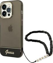 Telefoniümbris Guess GUHCP14XHGCOHK Translucent Pearl Strap, Apple iPhone 14 Pro Max, must