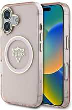 Telefoniümbris Guess IML Metal Mountain Logo MagSafe, Apple iPhone 16, roosa