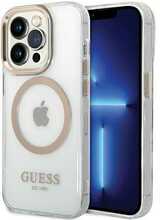 Telefoniümbris Guess Metal Outline MagSafe GUHMP15LHTRMD, Apple iPhone 15 Pro 6.1, kuldne