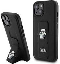 Telefoniümbris Karl Lagerfeld Gripstand Saffiano Karl&Choupette Pins KLHCP15MGSAKCPK, iPhone 15 Plus/14 Plus, must