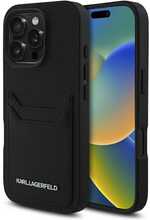Telefoniümbris Karl Lagerfeld HC Grained PU Cardslot Metal Elongated, Apple iPhone 16 Pro, must