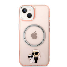 Telefoniümbris Karl Lagerfeld KLHMP14MHNKCIP Iconic Karl&Choupette MagSafe, Apple iPhone 14 Plus, roosa