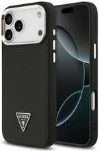Guess Grained Triangle Logo MagSafe ümbris, Apple iPhone 17 Pro, must