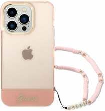 Telefoniümbris Guess GUHCP14LHGCOHP Translucent Pearl Strap, Apple iPhone 14 Pro, roosa