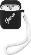 Silikoonümbris Guess GUACA2LSVSBW Vintage, Apple AirPods 1/2, must/valge