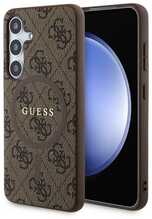 Telefoniümbris Guess GUHMS24SG4GFRW 4G Collection Leather Metal Logo MagSafe, Samsung Galaxy S24, pruun