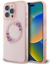 Telefoniümbris Guess IML Flowers Wreath MagSafe GUHMP16XHFWFCP, Apple iPhone 16 Pro Max, roosa