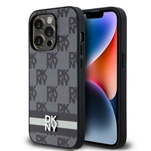 Telefoniümbris DKNY Leather Checkered Mono Pattern & Printed Stripes, Apple iPhone 14 Pro, must