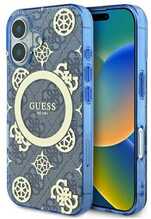 Telefoniümbris Guess IML Peony On 4G Background MagSafe, Apple iPhone 16, sinine