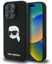 Telefoniümbris Karl Lagerfeld Liquid silikoon Karl Head MagSafe, Apple iPhone 16 Pro Max, must