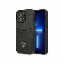 Guess Saffiano Double Card ümbris, Apple iPhone 13 Pro Max, must