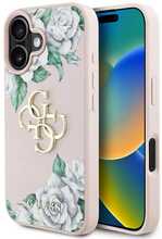 Telefoniümbris Guess Grained Roses Big 4G logo, Apple iPhone 16, roosa