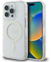 Telefoniümbris Guess IML Glitter Ring MagSafe, Apple iPhone 16 Pro, läbipaistev
