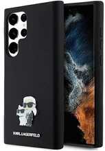 Karl Lagerfeld Silicone Karl & Choupette Metal Pin ümbris, Samsung Galaxy S24 Ultra, must