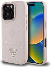 Telefoniümbris Guess Grained Hot Stamp Peony Triangle Logo MagSafe, Apple iPhone 16 Pro, roosa