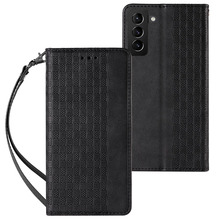 Telefoniümbris Magnet Strap HURTEL, Samsung Galaxy S22 Plus, rahakott mini rihmaga, must
