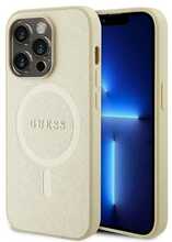 Telefoniümbris Guess Saffiano MagSafe GUHMP15LPSAHMCB, Apple iPhone 15 Pro, kuldne