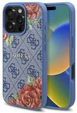 Telefoniümbris Guess GUHMP16LP4ROPEMCB 4G Flowers Print MagSafe, Apple iPhone 16 Pro, sinine