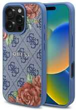 Telefoniümbris Guess GUHMP16SP4ROPEMCB 4G Flowers Print MagSafe, Apple iPhone 16 6.1, sinine