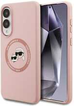 Telefoniümbris Karl Lagerfeld Silicone Double Heads And Circle MagSafe, Samsung Galaxy S25 Edge, roosa