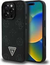 Telefoniümbris Guess Grained Hot Stamp Peony Triangle Logo MagSafe, Apple iPhone 16 Pro, must