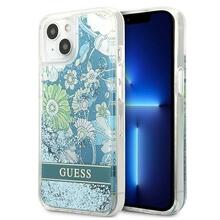 Telefoniümbris Guess GUHCP13MLFLSN Flower Liquid Glitter, Apple iPhone 13 6.1, roheline
