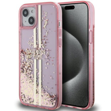 Guess GUHCP15MLFCSEGP Liquid Glitter Gold Stripes ümbris, iPhone 15 Plus / 14 Plus, roosa