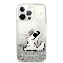 Telefoniümbris Karl Lagerfeld Liquid Glitter Choupette Fun KLHCP13XGCFS, Apple iPhone 13 Pro Max, hõbe