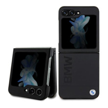 BMW Leather Hot Stamp ümbris BMHCZF5SLLBK, Samsung Galaxy Z Flip 5, must