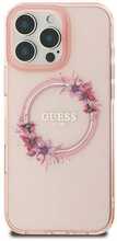 Telefoniümbris Guess IML Flowers Wreath MagSafe, Apple iPhone 16, roosa