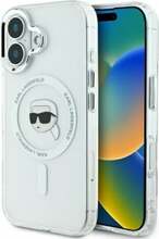 Telefoniümbris Karl Lagerfeld IML Metal Karl Head MagSafe, Apple iPhone 16 Plus, valge