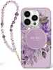 Telefoniümbris Guess IML Flowers With Pearl Strap MagSafe, Apple iPhone 16 Pro Max, lilla