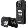 Telefoniümbris Karl Lagerfeld Saffiano Cardslots and Stand Monogram Ikonik Patch KLHCP15LSAKKNSCK, Apple iPhone 15 Pro, must