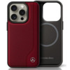 Telefoniümbris Mercedes MB Wood Imitation Leather MagSafe, Apple iPhone 16 Pro, punane