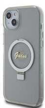 Telefoniümbris Guess GUHMP15MHRSGSD Ring Stand Script Glitter MagSafe, iPhone 15 Plus / 14 Plus 6.7, läbipaistev
