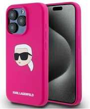 Telefoniümbris Karl Lagerfeld KLHMP15XSKHPPLF, Apple iPhone 15 Pro Max, fuksia, silikoon, Karl Head Print, MagSafe