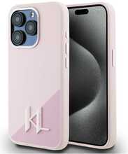 Telefoniümbris Karl Lagerfeld silikon Shadow Metal Initial MagSafe, Apple iPhone 15 Pro, roosa
