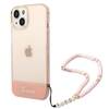 Telefoniümbris Guess GUHCP14MHGCOHP Translucent Pearl Strap, Apple iPhone 14 Plus, roosa