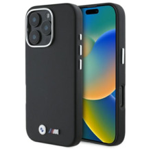 Telefoniümbris BMW BMHMP16X23PMWK M Smooth Full Wrapped Metal MagSafe, Apple iPhone 16 Pro Max, must