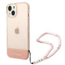 Telefoniümbris Guess GUHCP14MHGCOHP Translucent Pearl Strap, Apple iPhone 14 Plus, roosa