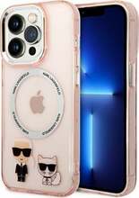Telefoniümbris Karl Lagerfeld KLHMP14XHKCP Karl & Choupette Aluminium MagSafe, Apple iPhone 14 Pro Max, roosa