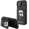 Telefoniümbris Karl Lagerfeld Saffiano Cardslots and Stand Monogram Ikonik Patch KLHCP15SSAKKNSCK, Apple iPhone 15, must